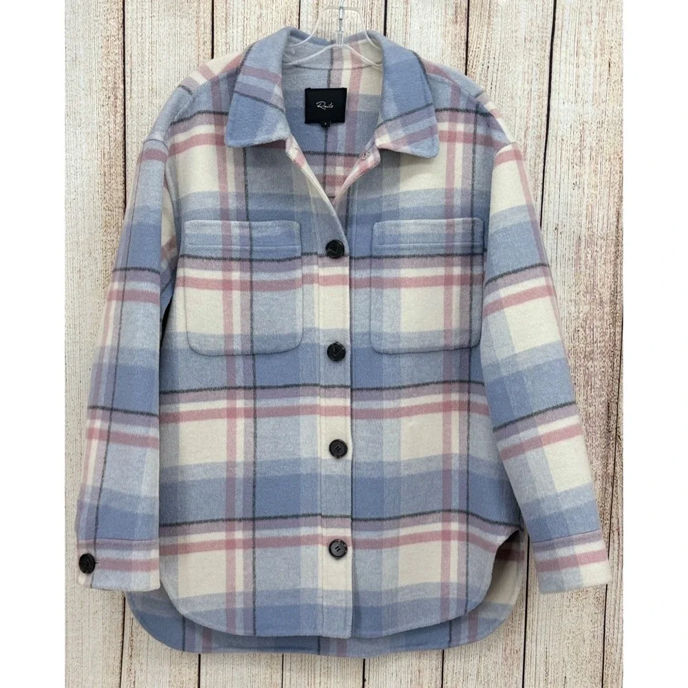 Rails‎ Connie Junean Plaid Shacket Size Large Wool Blend Heavy Oversized Coat